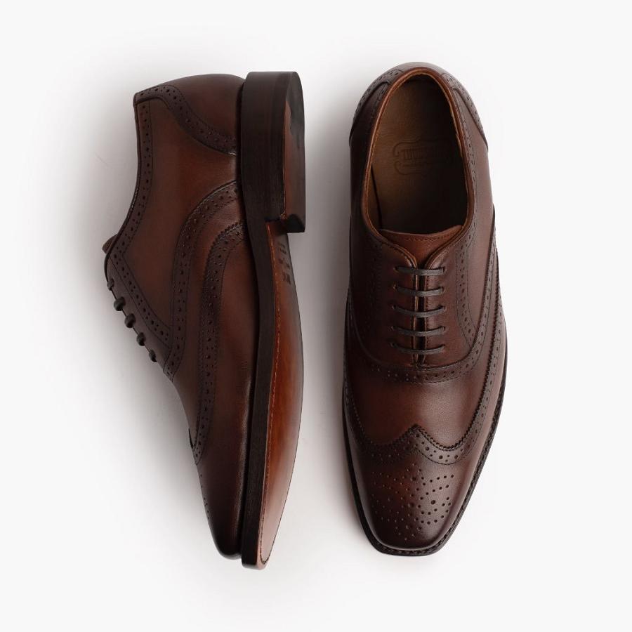 Men's Thursday Aviator Leather Dress Shoes Coffee | CA240UZG