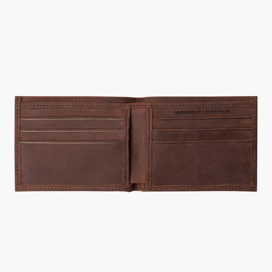 Men's Thursday Bifold Leather Wallets Coffee | CA180GSO