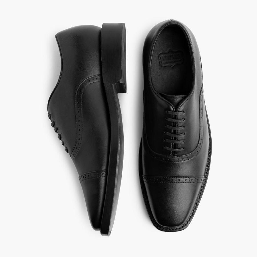 Men's Thursday Broadway Leather Dress Shoes Black | CA243RVD