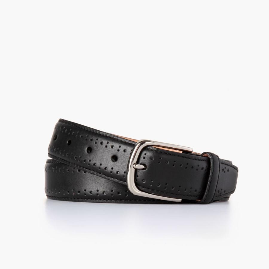 Men\'s Thursday Brogue Leather Belts Black | CA292UZG