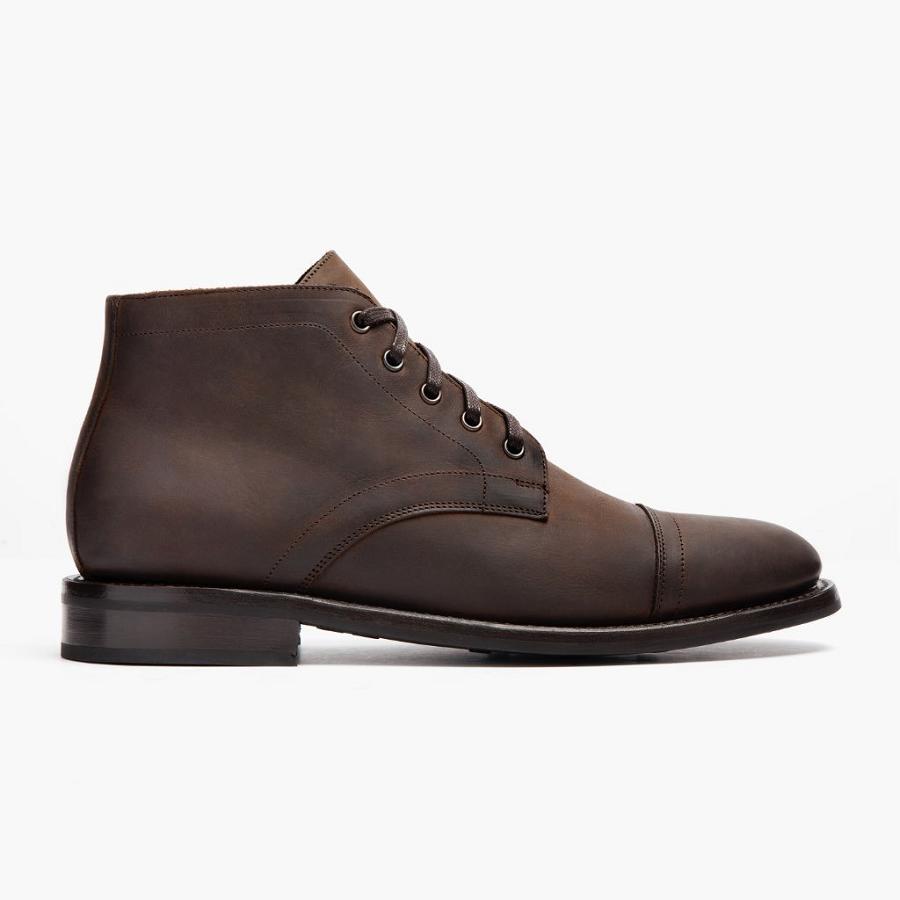 Men's Thursday Cadet Leather Chukka Boots Coffee | CA46LIS