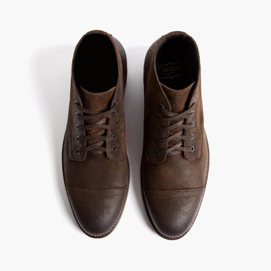 Men's Thursday Cadet Suede Chukka Boots Coffee | CA47KOR