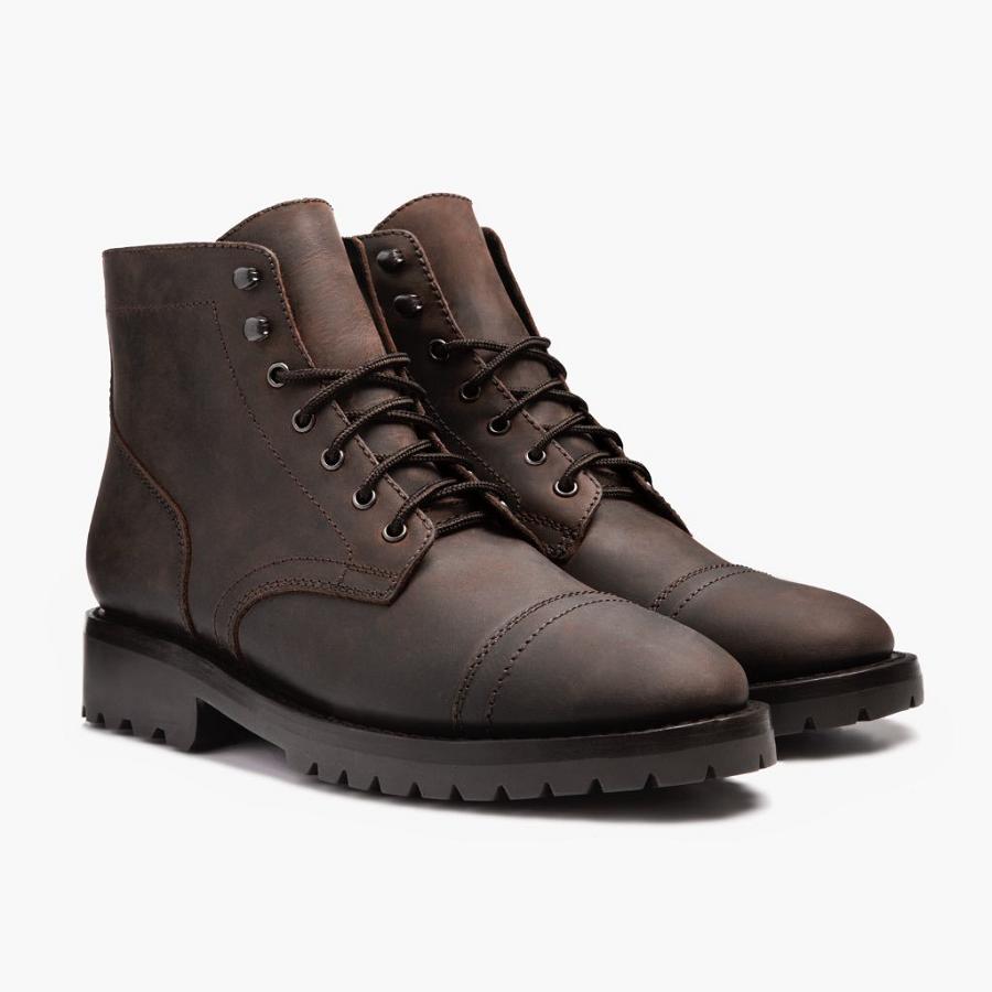 Men's Thursday Captain Leather Boots Coffee | CA137YXF