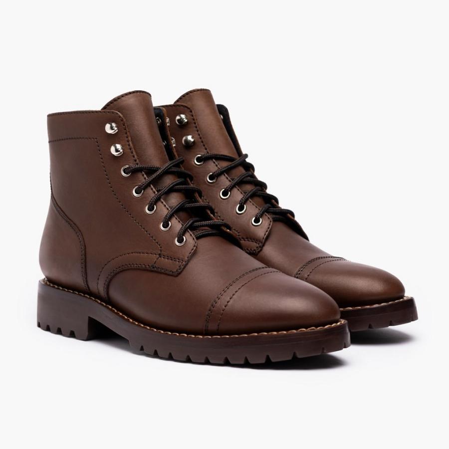 Men's Thursday Captain Leather Boots Whiskey | CA138TCE