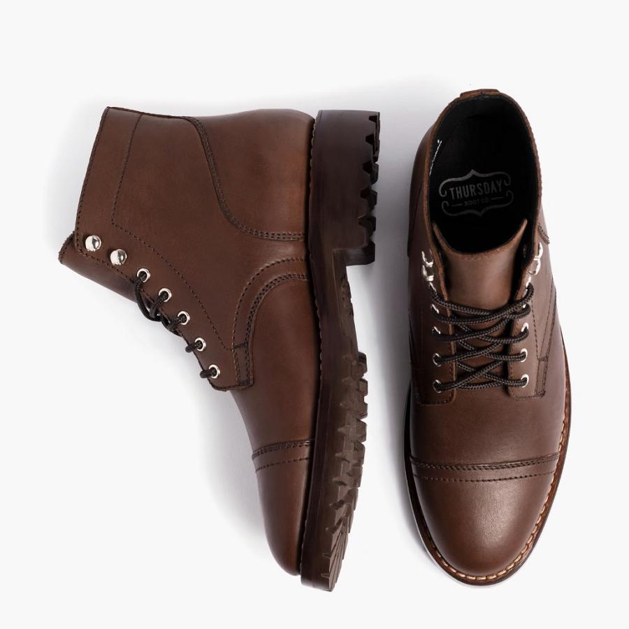 Men's Thursday Captain Leather Boots Whiskey | CA138TCE