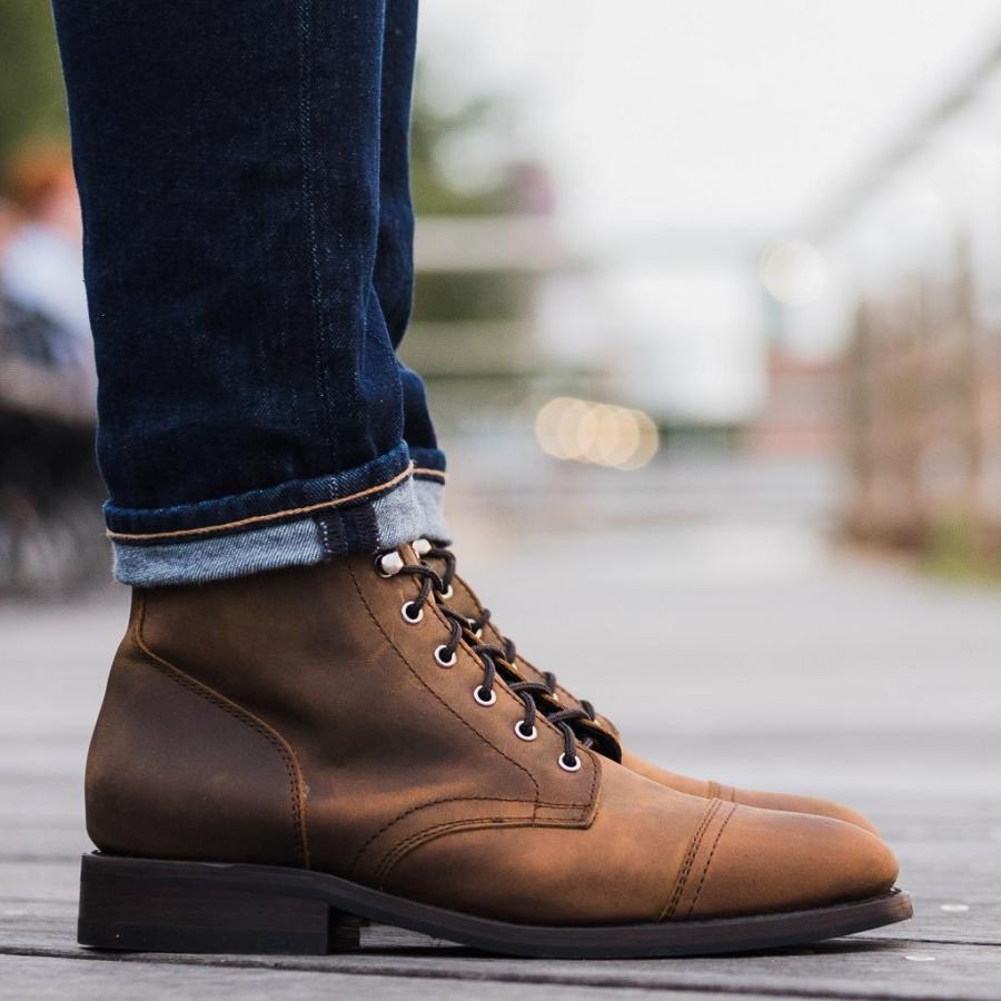 Men's Thursday Captain Leather Classic Lace Up Boots Brown | CA77FDN