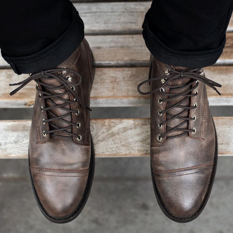 Men's Thursday Captain Leather Classic Lace Up Boots Burgundy | CA79CAL