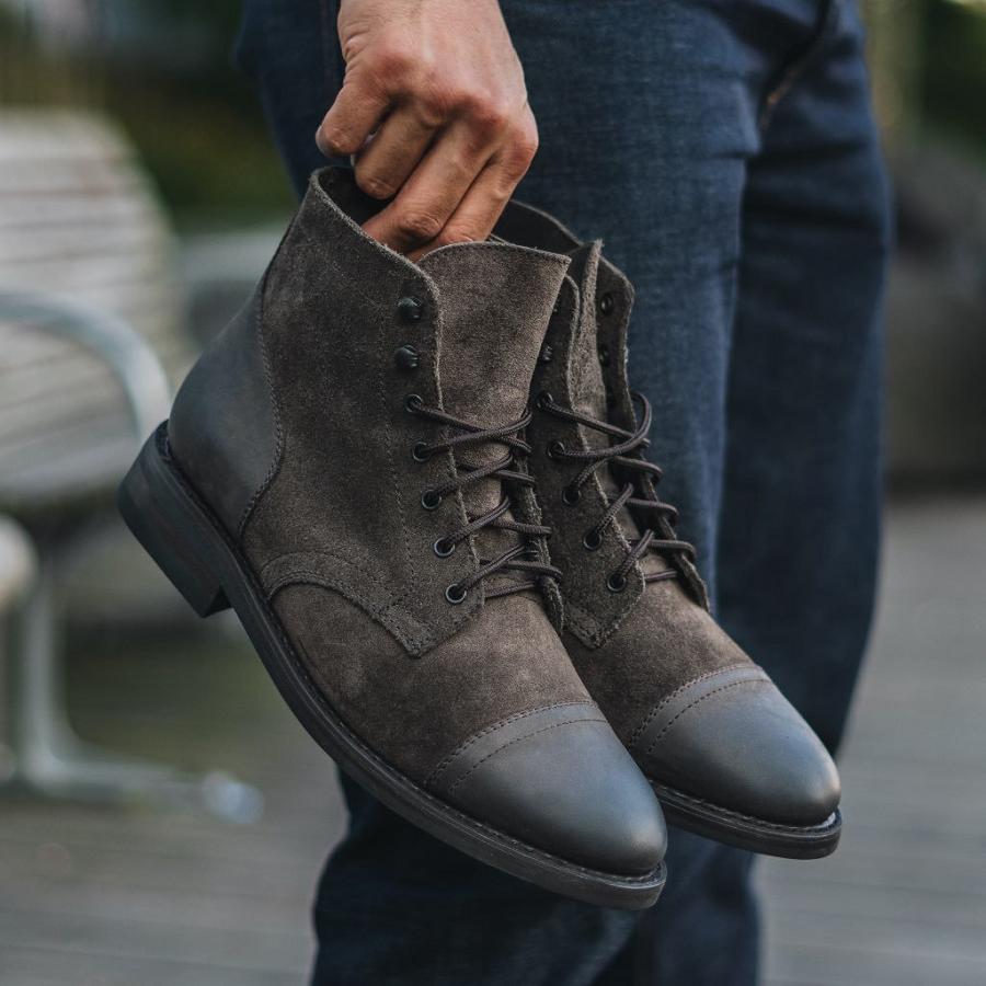 Men's Thursday Captain Leather Classic Rugged & Resilient Boots Olive | CA142QMA