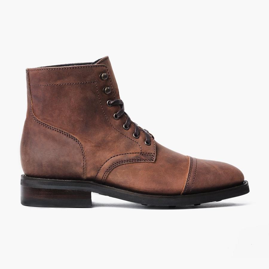 Men's Thursday Captain Leather Lace Up Boots Coffee | CA72LIS