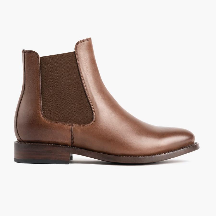 Men's Thursday Cavalier Leather Chelsea Boots Brown | CA19ZUT