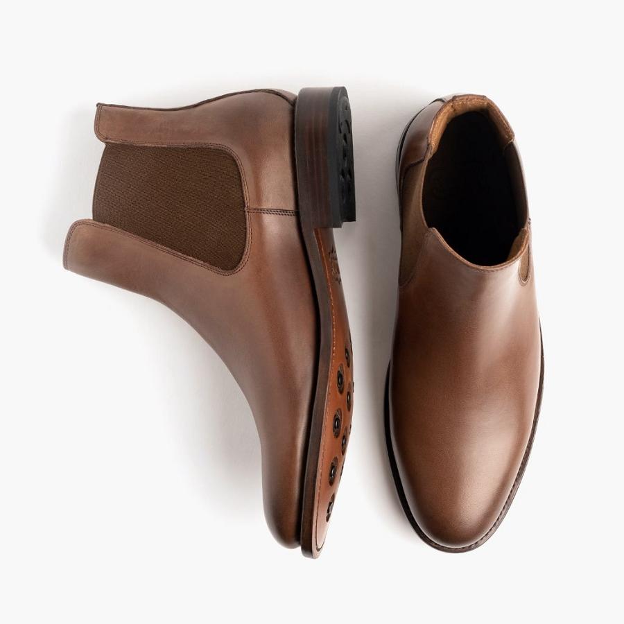 Men's Thursday Cavalier Leather Chelsea Boots Brown | CA19ZUT