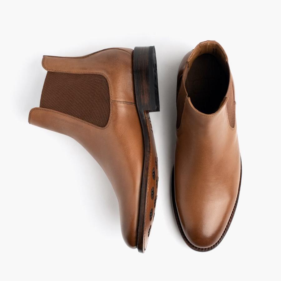 Men's Thursday Cavalier Leather Rugged & Resilient Chelsea Boots Brown | CA20LIS