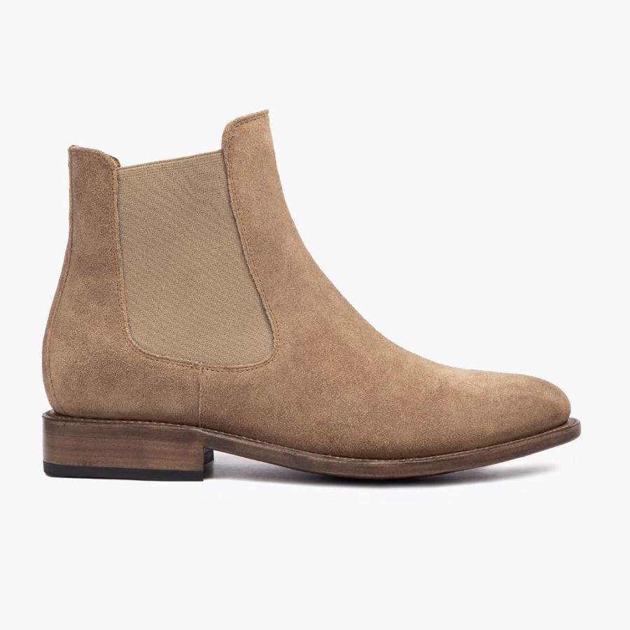 Men's Thursday Cavalier Suede Chelsea Boots Khaki | CA21KOR