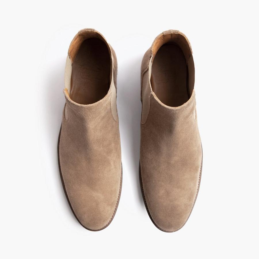 Men's Thursday Cavalier Suede Chelsea Boots Khaki | CA21KOR