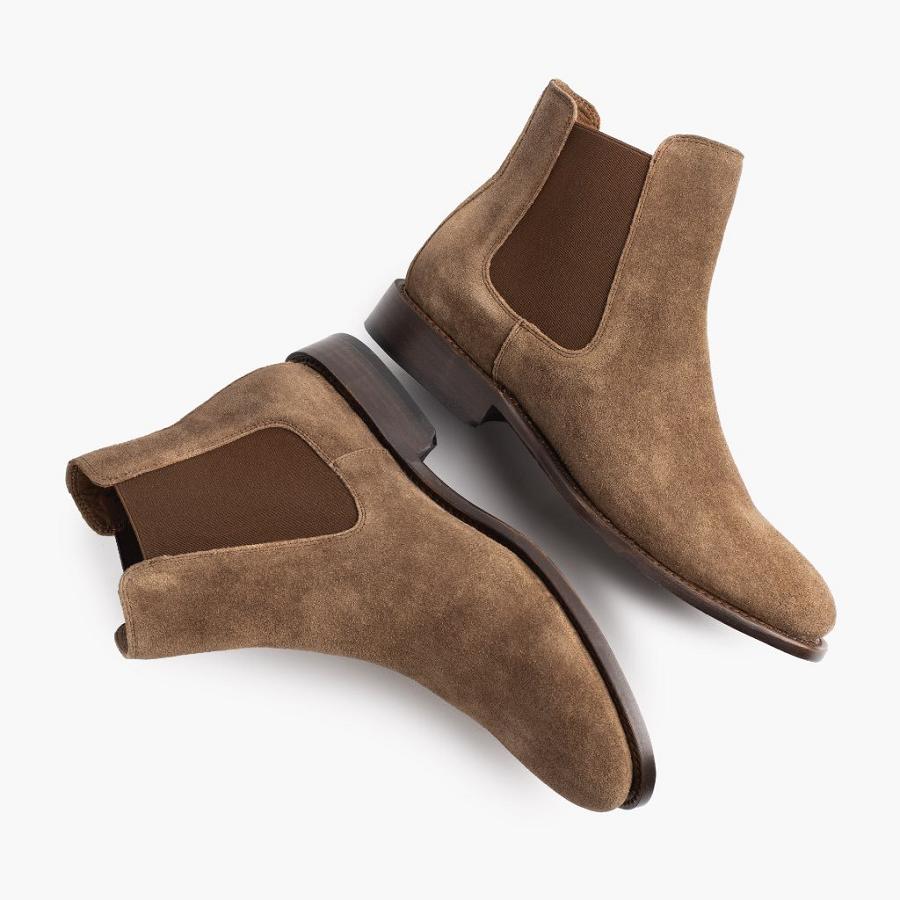 Men's Thursday Cavalier Suede Chelsea Boots Brown | CA23HAP