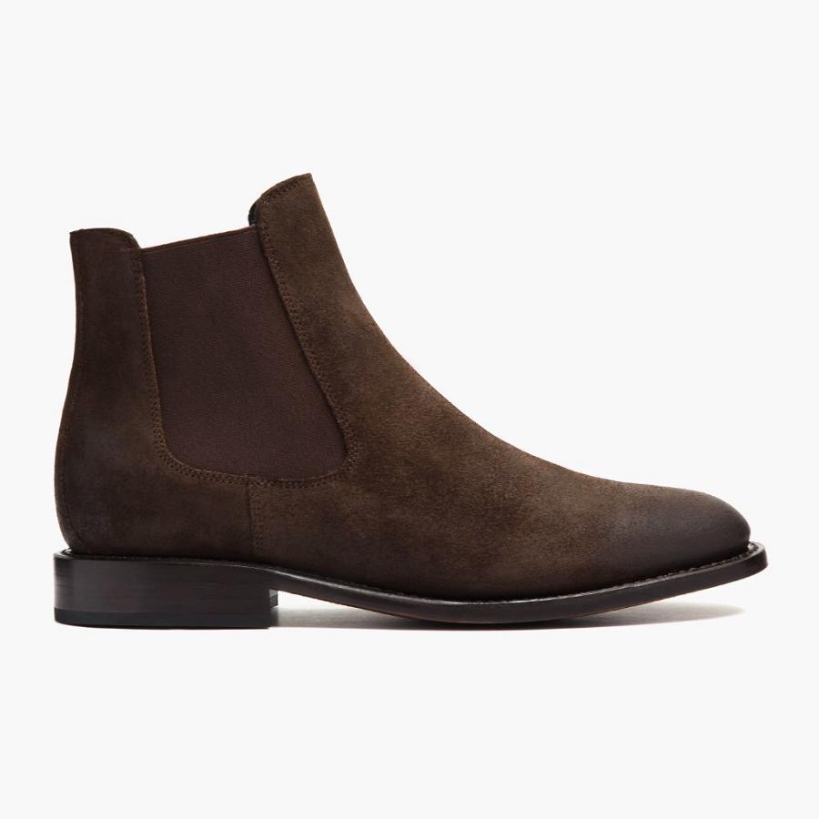 Men's Thursday Cavalier Suede Chelsea Boots Coffee | CA24GSO