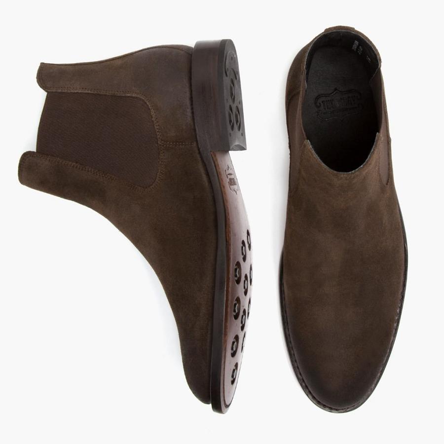 Men's Thursday Cavalier Suede Chelsea Boots Coffee | CA24GSO