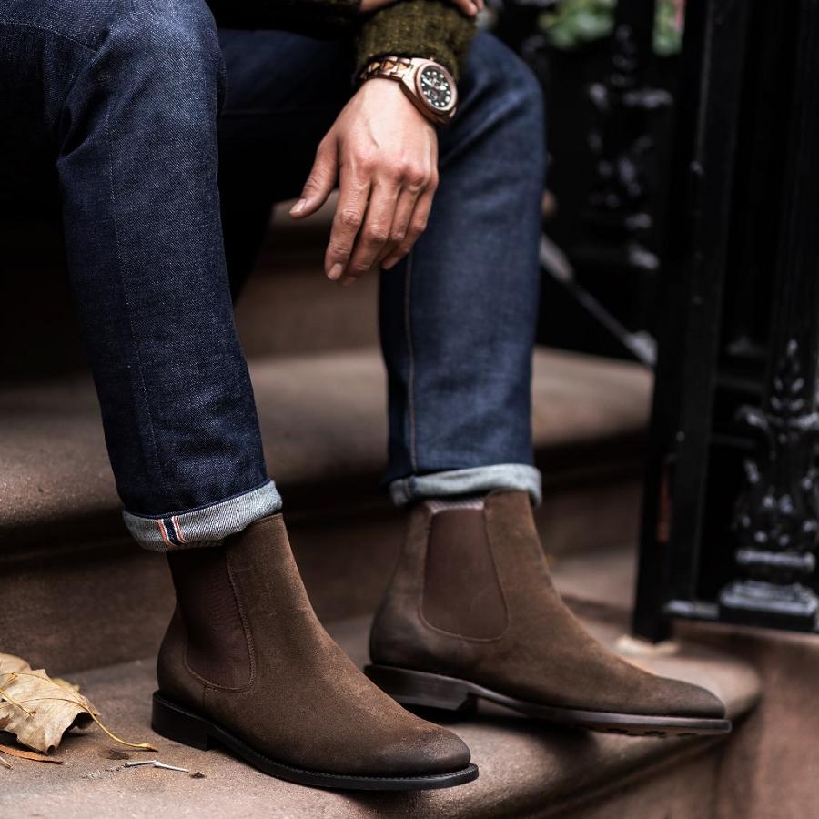 Men's Thursday Cavalier Suede Chelsea Boots Coffee | CA24GSO