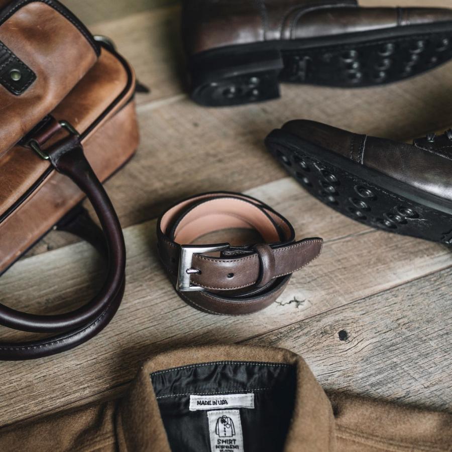 Men's Thursday Classic Leather Rugged Belts Coffee | CA41BEX