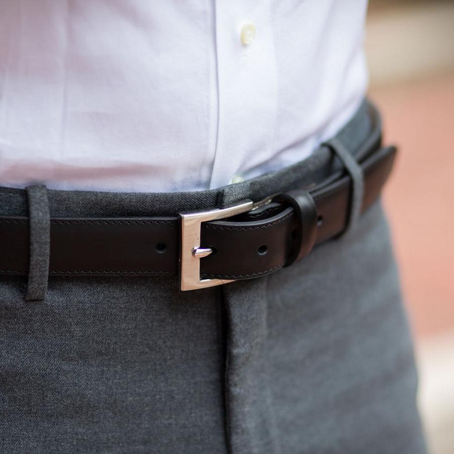 Men's Thursday Classic Leather Rugged Belts Black | CA69CTV