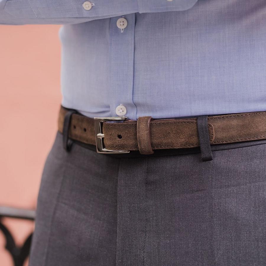 Men's Thursday Classic Suede Belts Olive | CA341PJJ