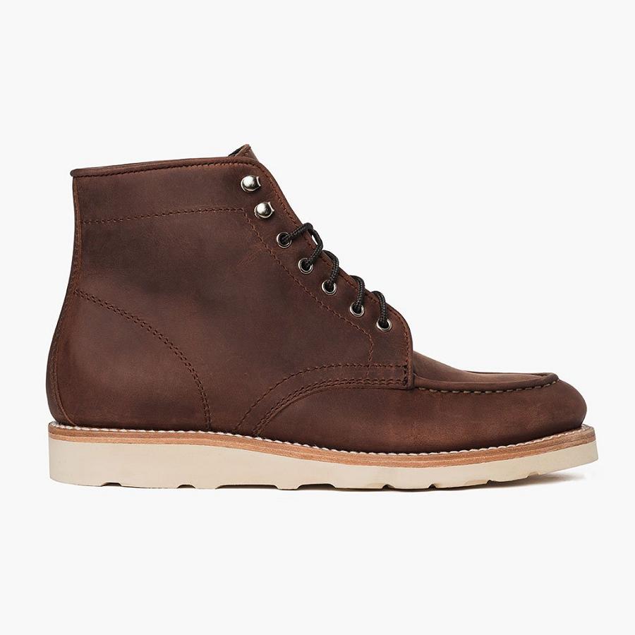 Men's Thursday Diplomat Leather Lace Up Boots Coffee | CA92NWY