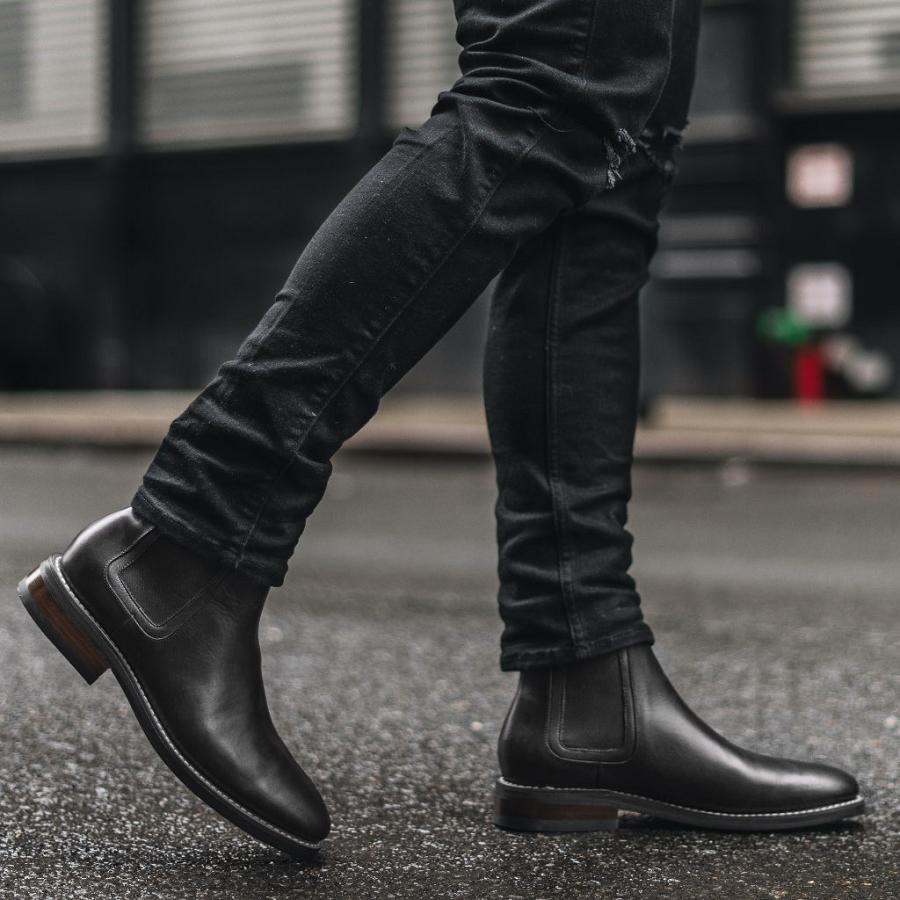 Men's Thursday Duke Leather Chelsea Boots Black | CA25FDN