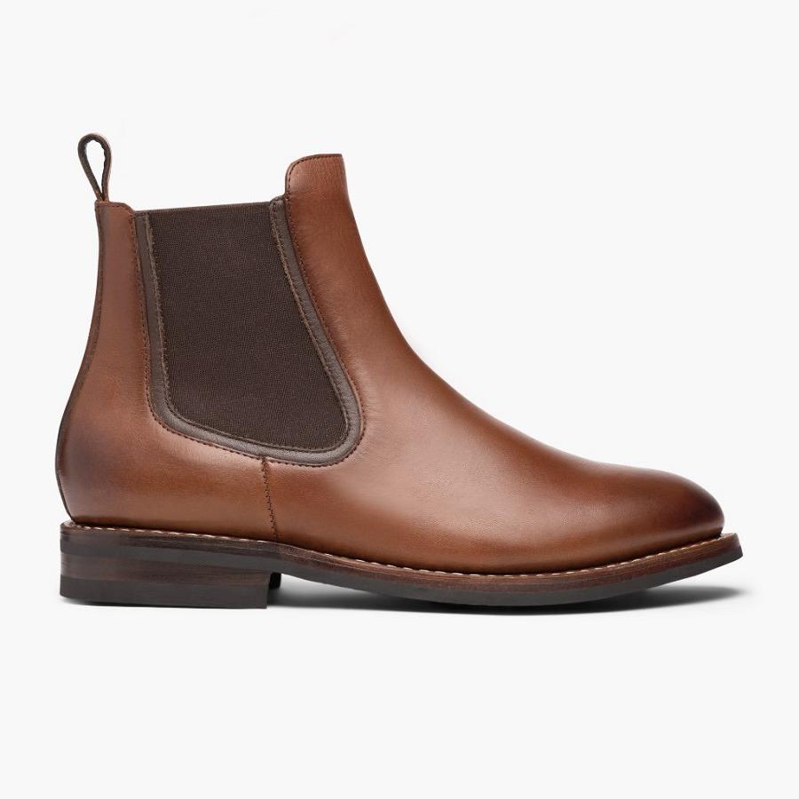 Men's Thursday Duke Leather Chelsea Boots Brown | CA26DFM