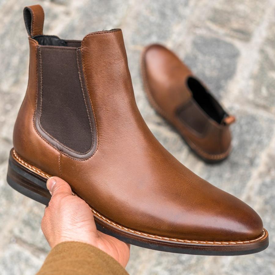 Men's Thursday Duke Leather Chelsea Boots Brown | CA26DFM