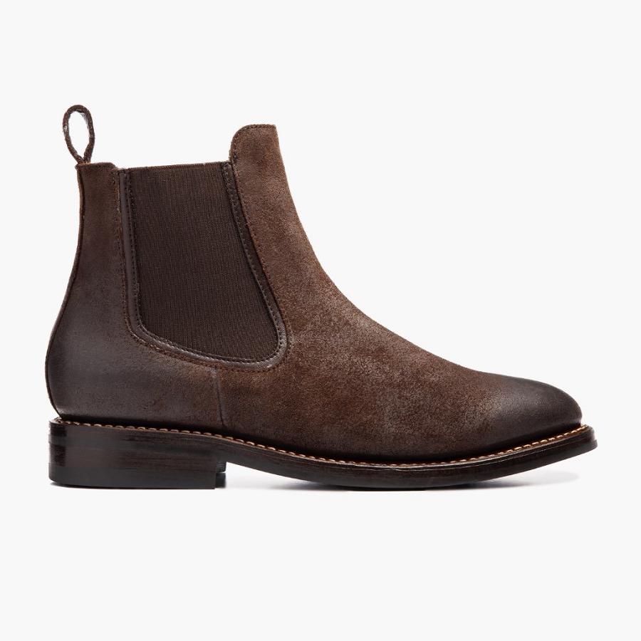 Men's Thursday Duke Suede Chelsea Boots Coffee | CA28AHK