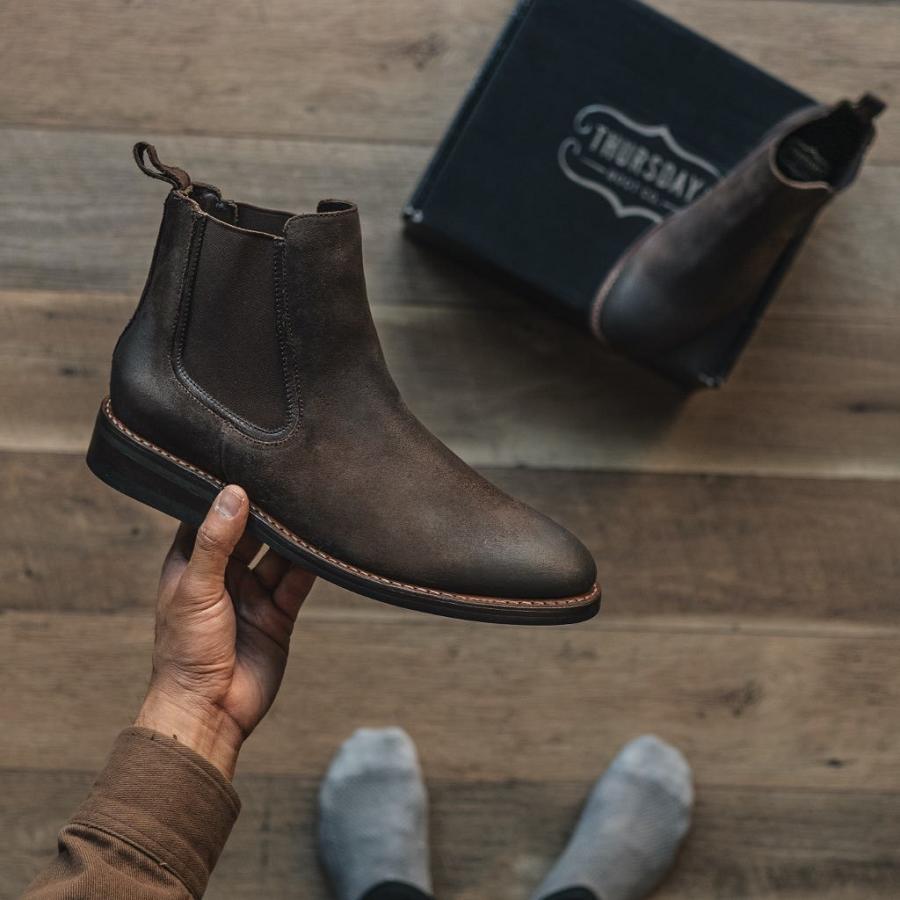 Men's Thursday Duke Suede Chelsea Boots Coffee | CA28AHK