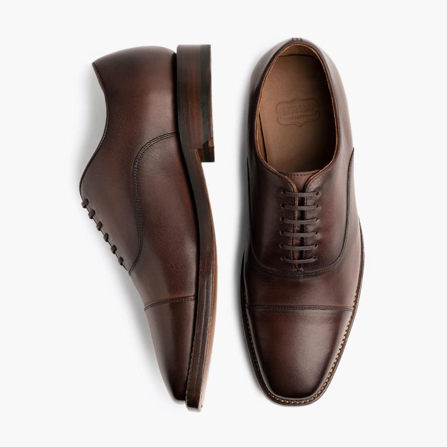 Men's Thursday Executive Leather Classic Dress Shoes Brown | CA247MQZ