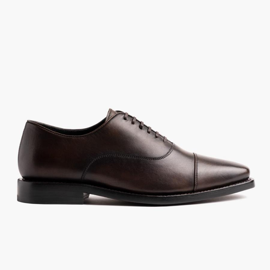 Men's Thursday Executive Leather Classic Dress Shoes Coffee | CA248NWY