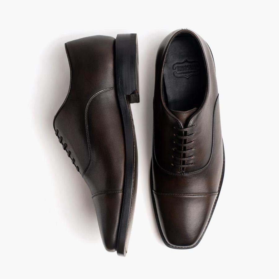 Men's Thursday Executive Leather Classic Dress Shoes Coffee | CA248NWY