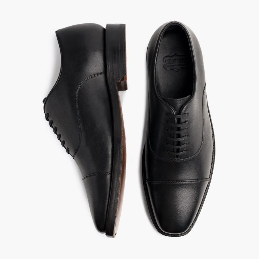 Men's Thursday Executive Leather Classic Dress Shoes Black | CA249BEX