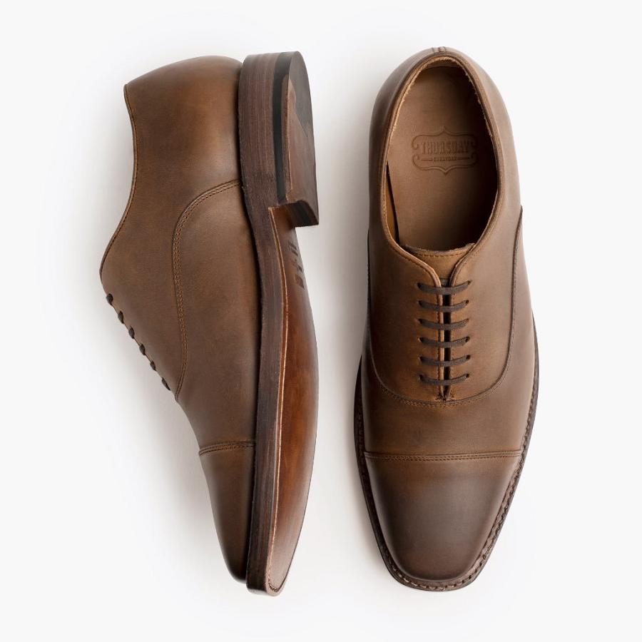 Men's Thursday Executive Leather Dress Shoes Coffee | CA244EBC