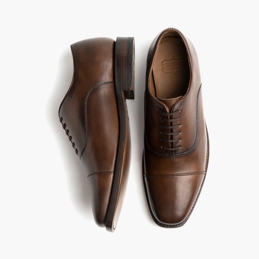 Men's Thursday Executive Leather Rugged & Resilient Dress Shoes Coffee | CA251CTV