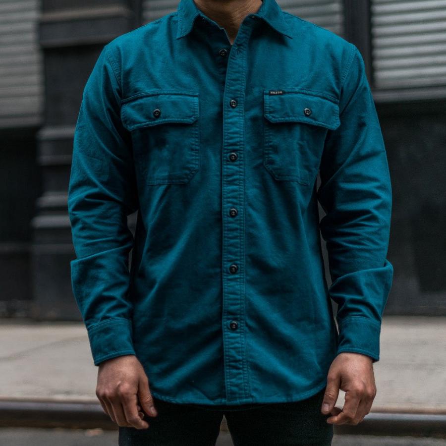 Men's Thursday Field Flannel Cotton Shirts Blue | CA283HAP