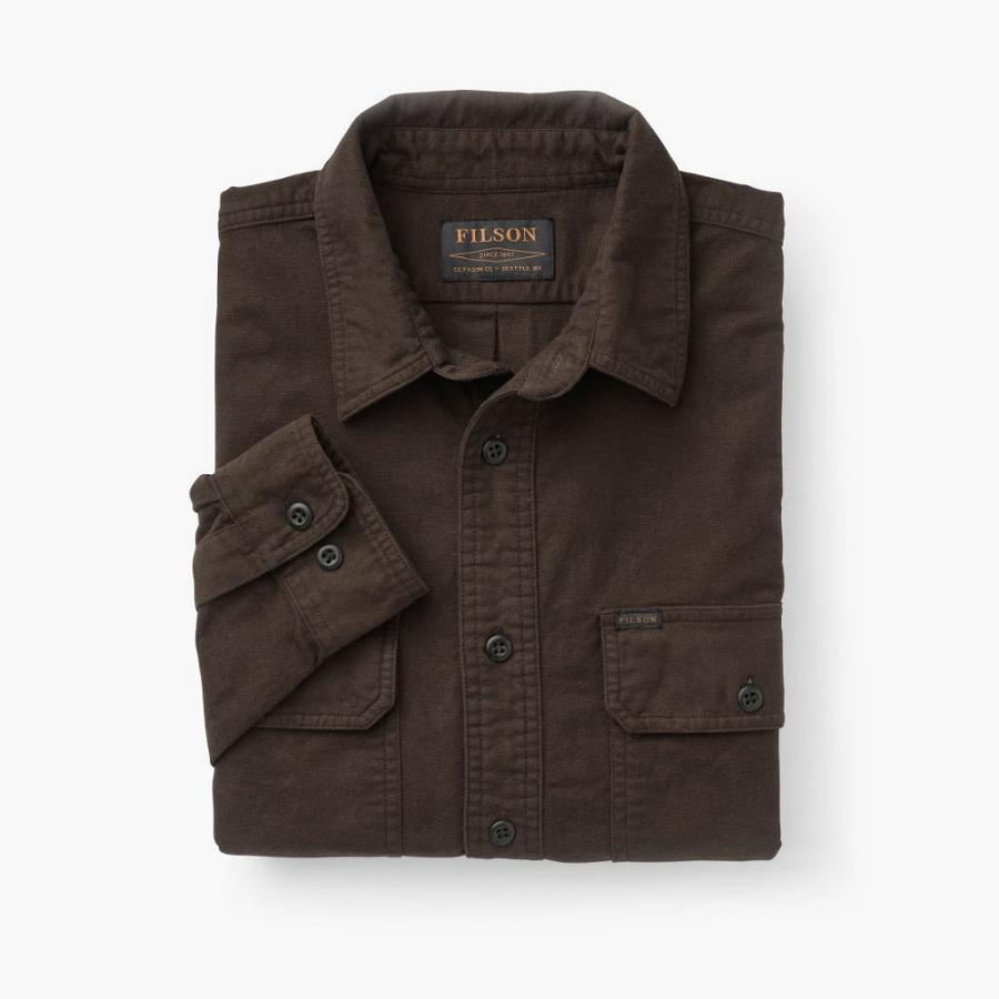 Men's Thursday Field Flannel Cotton Shirts Coffee | CA284GSO