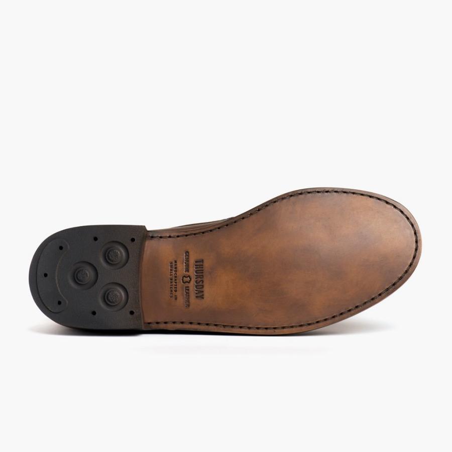 Men's Thursday Handsewn Leather Classic Loafers Coffee | CA266UZG