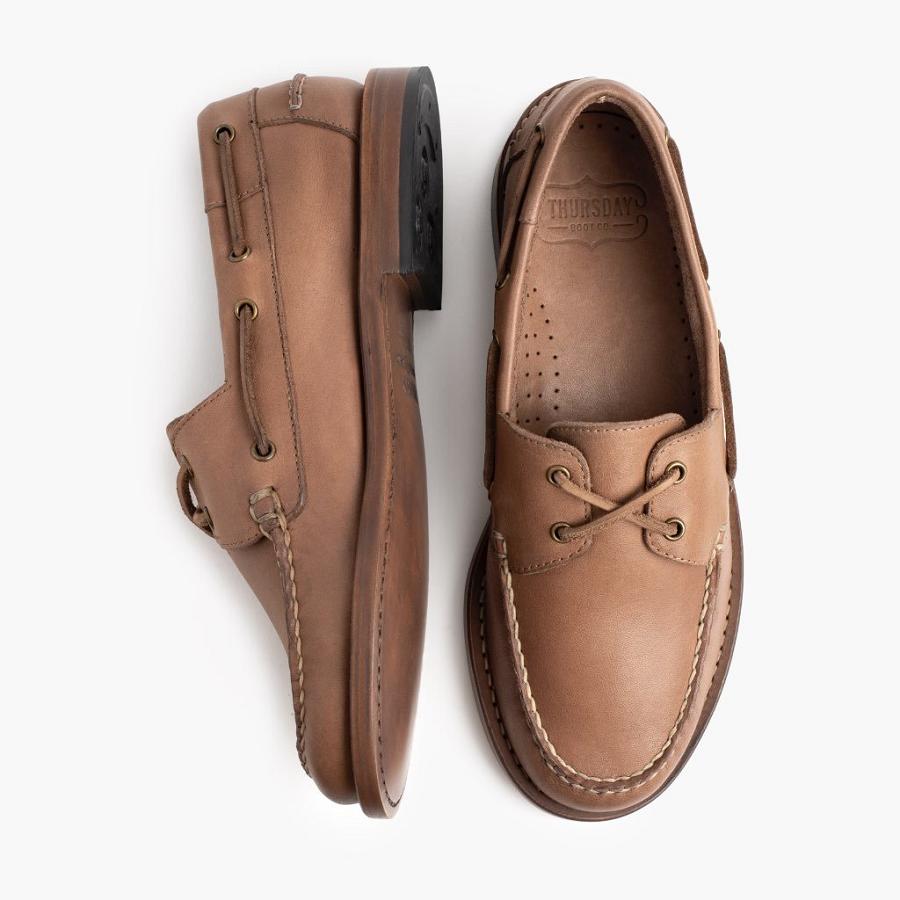 Men's Thursday Handsewn Leather Loafers Brown | CA262AHK