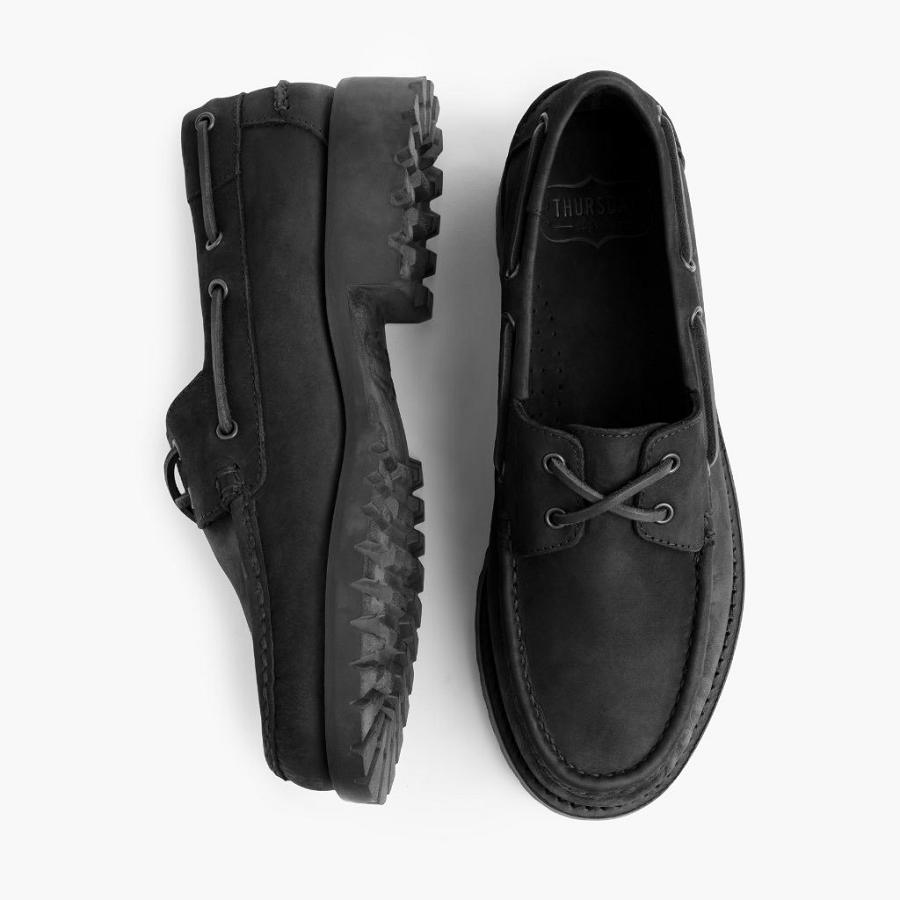 Men's Thursday Handsewn Leather Loafers Black | CA263PJJ