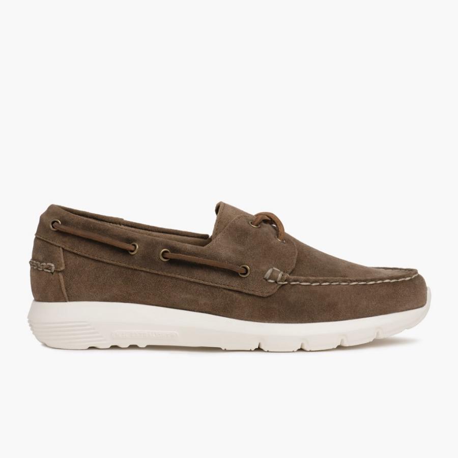 Men's Thursday Handsewn Runner Suede Boat Shoes Brown | CA235CAL