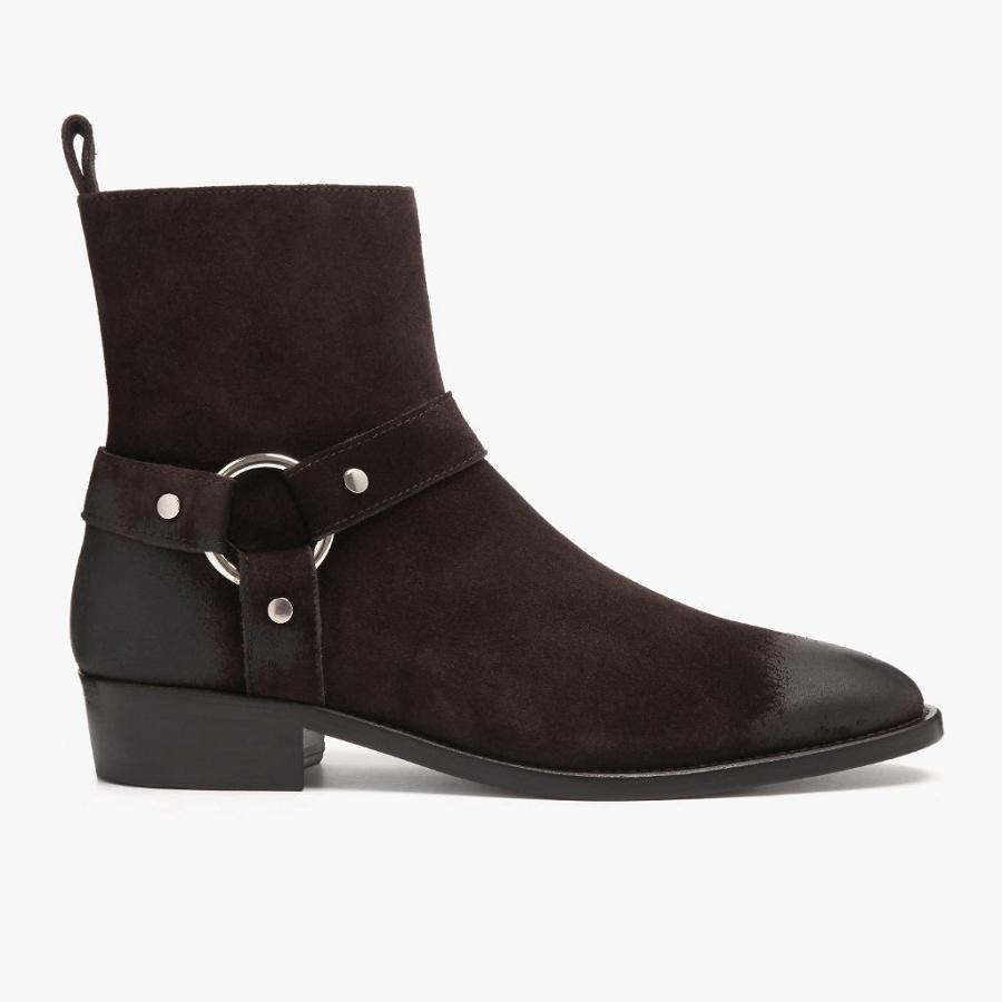 Men's Thursday Harness Suede Chelsea Boots Burgundy | CA30OKI