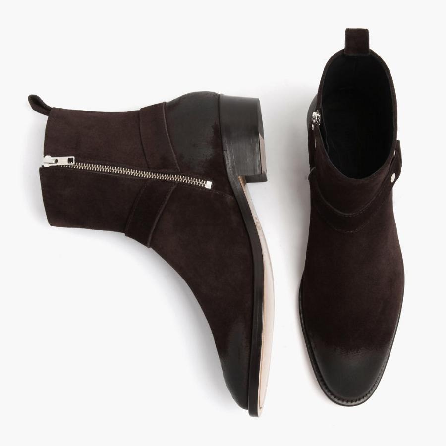 Men's Thursday Harness Suede Chelsea Boots Burgundy | CA30OKI