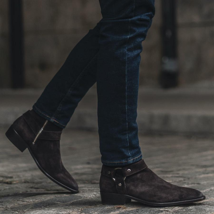 Men's Thursday Harness Suede Chelsea Boots Burgundy | CA30OKI