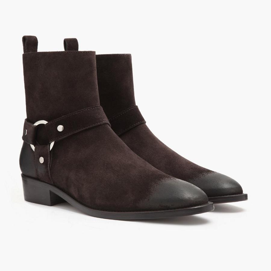 Men\'s Thursday Harness Suede Chelsea Boots Burgundy | CA30OKI