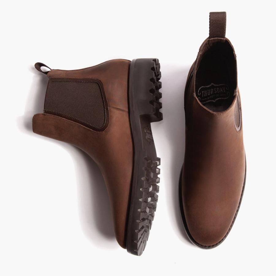 Men's Thursday Legend Leather Chelsea Boots Brown | CA33YXF