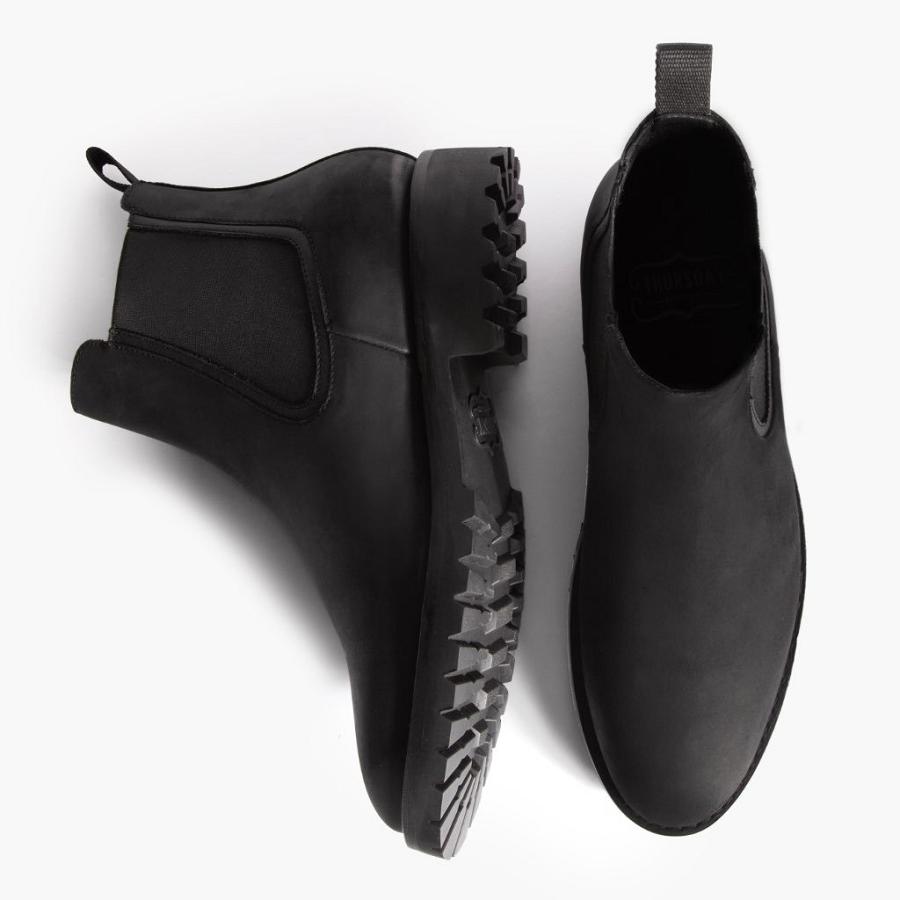 Men's Thursday Legend Leather Chelsea Boots Black | CA35RVD