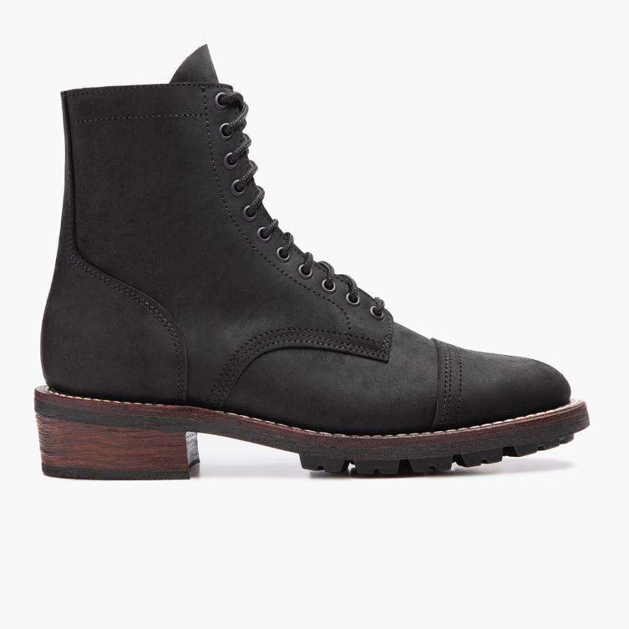 Men's Thursday Logger Leather Boots Black | CA198VRW